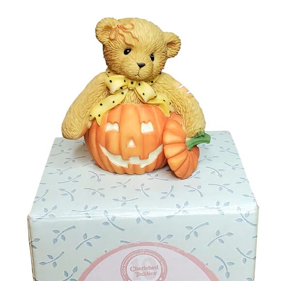 Cherished Teddies Leslie Friendship Is Pumpkin Up Everywhere Fall Figurine 2.5" - Picture 6 of 10